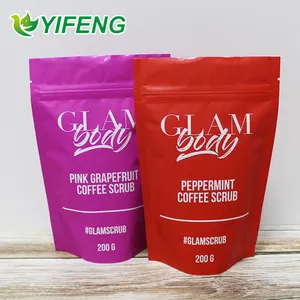 Vakum Terkunci Bercetak 2 Oz Digital, Kantong Kemasan Biji Kopi Berdiri Dapat Ditutup Kembali