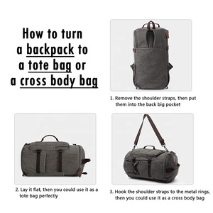 HUIDE para hombre grande de lona mochilas Vintage Casual en mochila 3-en-1 negro Lona de mochila - Product Image 5