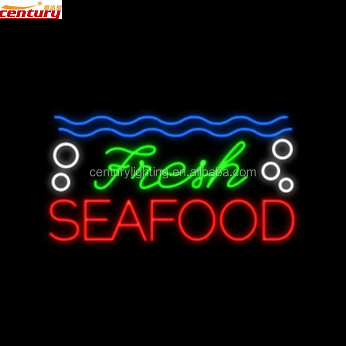 Letrero de neón personalizado, pescado fresco, cangrejo, precio de fábrica de china, venta al por mayor