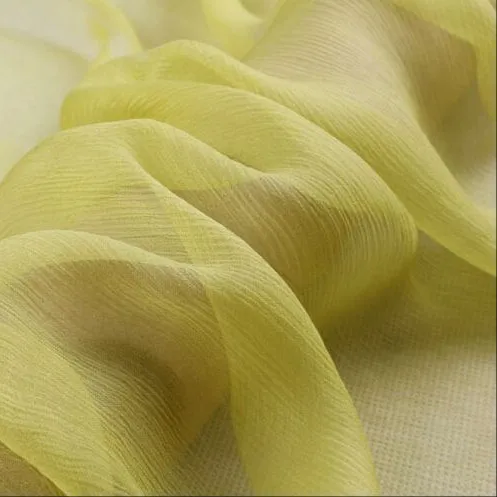 Tissu crépu en soie georgette 140 pure, étoffe pour vêtements, 5 m/m, 55 "cm 100% cm, couleur jaune et verte, pour robe foulard, nouvelle collection