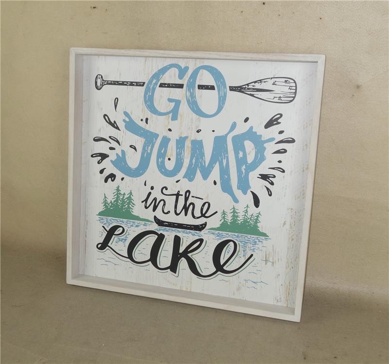 Высококачественное висячее настенное искусство, прыгайте в озеро настенное налет, Деревенское потертое озеро деревянные настенные таблички