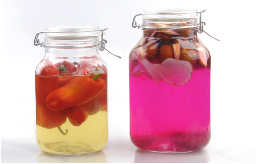Haonai glassware glass jar with tight lid food storage glass jar with lock food jar
