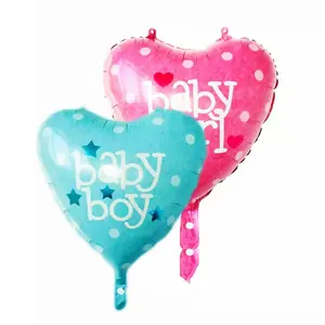 2019 new design balloon happy birthday number 18inch heart shape reveal party supplies baby shower foil number aluminum balloons