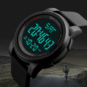 Montres de sport pour hommes <span class=keywords><strong>SKMEI</strong></span> <span class=keywords><strong>1257</strong></span>, écran LCD pas cher, bracelet en caoutchouc fin - Product Image 4