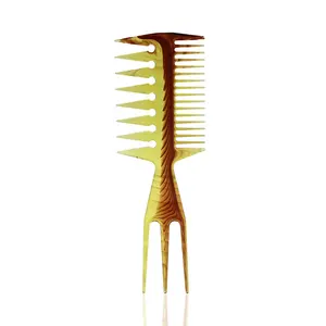 Màu Hổ Phách Nhựa Chèn Xoăn Tóc Lược Dầu Đầu Styling Afro Hot Pick Làm Tóc Comb