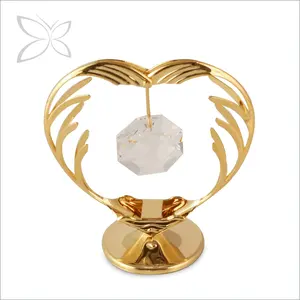 Crystocraft Gold Plated Heart shape Figurine with Brilliant Cut Crystals Wedding Souvenir Gift Items