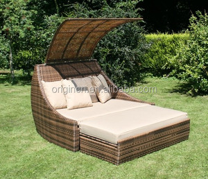 <span class=keywords><strong>2</strong></span> pc diseño de almacenamiento Sun canopy jardín silla y otomana patio de ratán sofa cama - Product Image 1