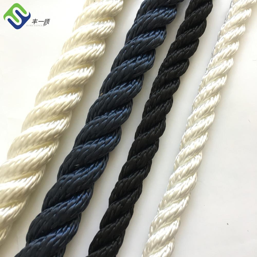 Colored 3 Strand Nylon Rope Coil Twisted 10mm 220m For Marine