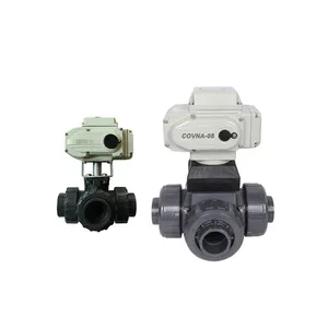 COVNA Electric Actuator Valve 50mm Plastic PVC 3-Way Modulating Motorized Ball Valve