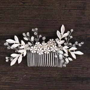 Crystal Flower hair comb wedding bridal hair barrette rhinestone hair pin