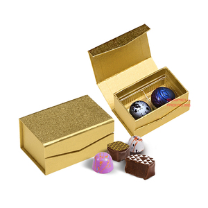 Scatole regalo di cioccolato di carta dorata di lusso di piccole dimensioni personalizzate con divisori - Product Image 1