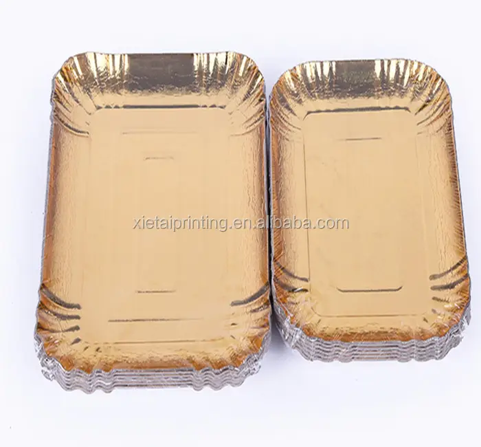 Wedding party disposable gold and silver dinnerware rectangular paper plates