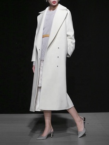 OEM Guangzhou Custom <strong>White</strong> Winter Woolen <strong>Coat</strong> <strong>Belt</strong> Long Sheep <strong>Coat</strong> Women - Product Image 2