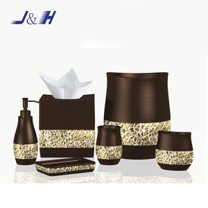 Hotel <strong>Bathroom</strong> <strong>Products</strong> Brown Polyresin <strong>Bathroom</strong> Accessory Set - Product Image 1