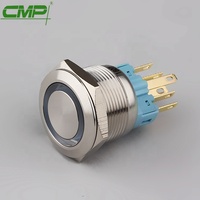 Interrupteur led bouton-poussoir avec lumière bleue, 12v, CMP, 22mm, en métal, pièces