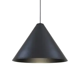 En acier moderne abat-jour noir en forme de cône simple LED lustre pendentif lumières