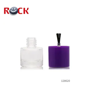 定制 3毫升空指甲油玻璃瓶与紫色塑料帽和黑色刷