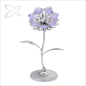 Crystocraft Hermosa Figura de Girasol de Metal con Cristales de Corte Brillante, Arte Popular Europeo Personalizado, Regalo para el Día de la Madre - Product Image 1