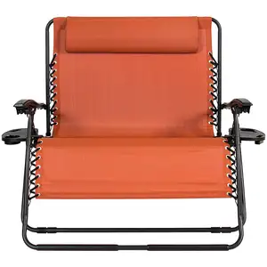 Tumbona de patio <span class=keywords><strong>doble</strong></span> para 2 personas con portavasos Silla plegable ancha de gravedad <span class=keywords><strong>cero</strong></span> - Product Image 1