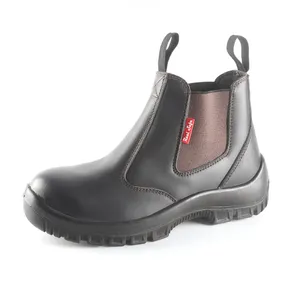 2023年売れ筋クレイジーホースレザースリップ作業用ブーツオーストラリアS3スチールトゥキャップ安全靴ひもなしSNC303