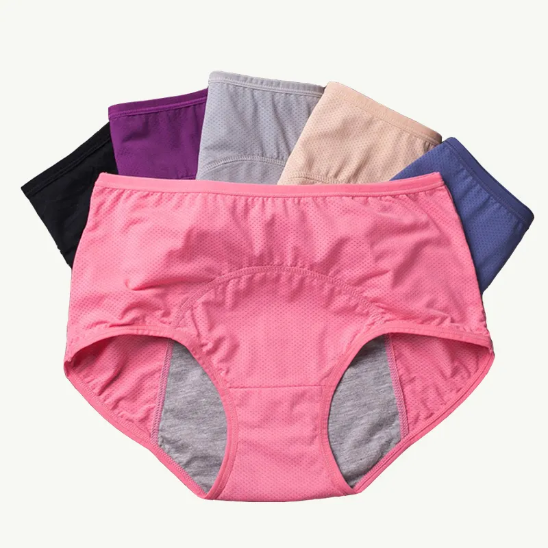סיטונאי דליפת הוכחת וסת תחתונים פיסיולוגיים מכנסיים נשים תחתוני תקופת כותנה עמיד למים בתוספת גודל תחתונים