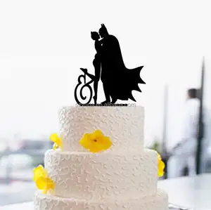 Decoración de acrílico para tarta de boda, silueta de La Bella y La Bestia cortada con láser, acrílico negro