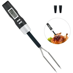 Termômetro digital lcd grande 2 prontos, garfo churrasco, culinária, para grelha de carne