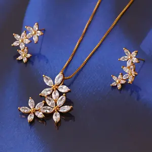 61268 fashion xuping wholesale american diamond indian bridal gold jewelry sets aesthetic olive green diamond