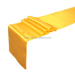 Restaurant Decorated Smooth Gold Satin <strong>Table</strong> <strong>Runner</strong> - Product Image 2