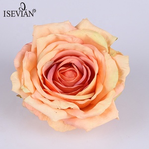 ISEVIAN commercio all'ingrosso di alta qualità del tessuto <span class=keywords><strong>fiore</strong></span> teste <span class=keywords><strong>scuro</strong></span> <span class=keywords><strong>viola</strong></span> e champagne fiori artificiali rosa teste - Product Image 4