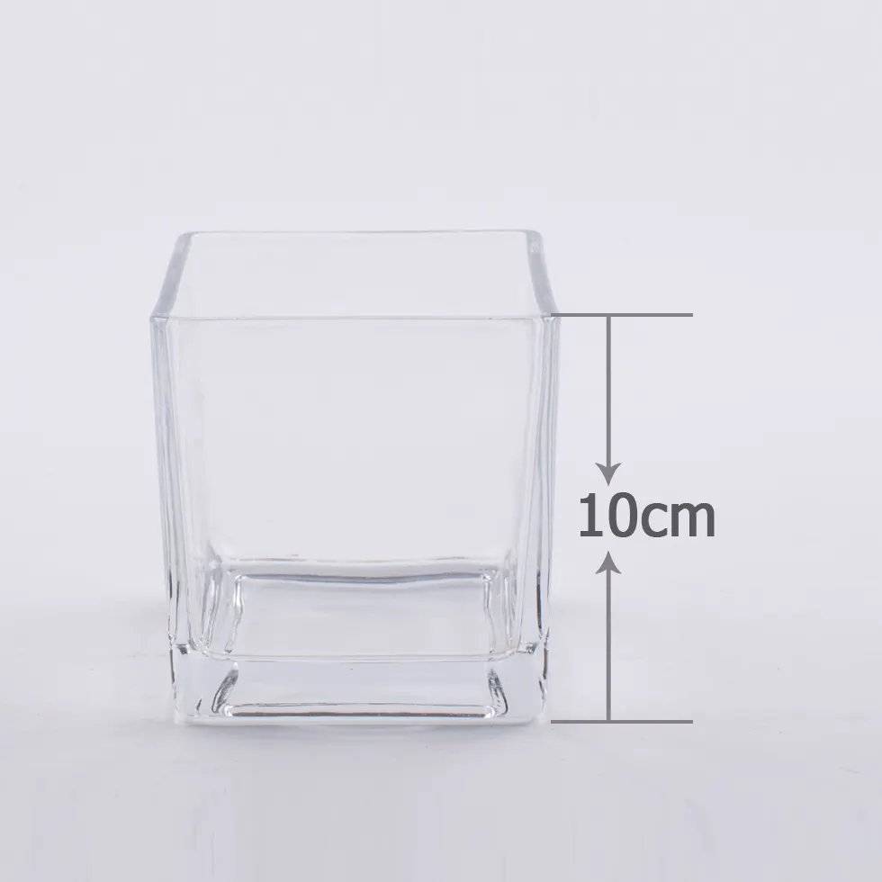 Mini vaso de vidro quadrado, venda por atacado, barato, 4 polegadas, 4x4 "x 4" 10cm de diâmetro, vaso de cristal alto