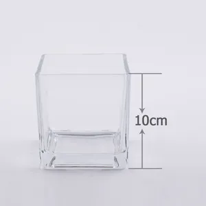 Groothandel Goedkope Clear Mini Vierkante Glazen Vaas-Cube 4 Inch 4 "X 4" X 4 "10cm Diameter Tall Kristallen Vaas