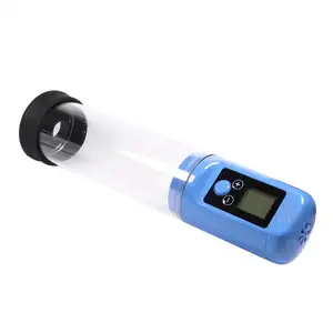 蓝色电动阴茎泵放大液晶显示器阴茎放大男性增强器USB充电自动真空