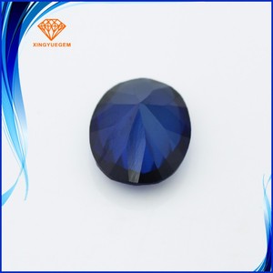 Pierre de corindon <span class=keywords><strong>saphir</strong></span> bleu synthétique taille ovale - Product Image 3