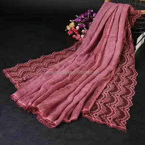 High quality fall modish large Indian design dupatta shawls scarfs tie dye ladies cotton viscose new factory lace hijab wraps
