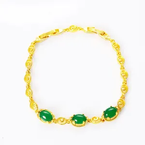 Xuping de moda femenina jade malayo dubai de 24k brazalete de pulsera de oro