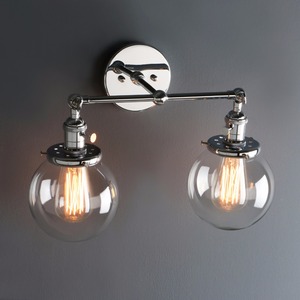 Vintage Loft Globo di Vetro Doppie Teste <span class=keywords><strong>Applique</strong></span> <span class=keywords><strong>Parete</strong></span> Retrò Palla vetro Lampada <span class=keywords><strong>Parete</strong></span> E27 Edison Lampada infissi - Product Image 5