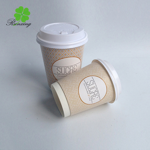 Papier mural double ondulation personnalisé, gaufré, tasse de café, pour boissons chaudes, avec couvercle en plastique, de 6oz, 8oz, 12oz, 16oz