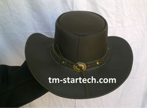 Sombrero Vaquero Occidental de Cuero Genuino Marrón, Tamaño Personalizado, Logotipo TM STARTECH, Alta Calidad, para Deportes al Aire Libre y Caza, Hecho en Pakistán - Product Image 2