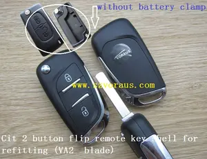 Cit 2 button flip remote key shell for refitting (VA2 blade /without battery clamp)