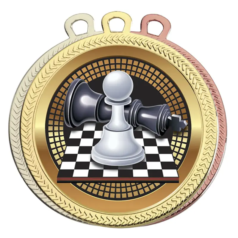 Yüksek kalite fabrika doğrudan ucuz fiyat özel metal boş satranç yarışı ödül madalya ile şerit