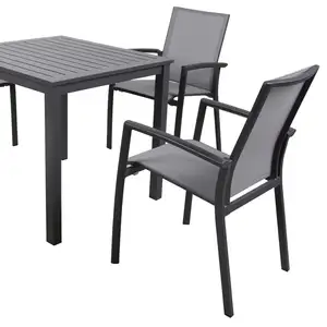 Garden Set 5 Pieces Full Aluminum Table Sling Seat Back Chair Outdoor Patio Dining Set For Garden