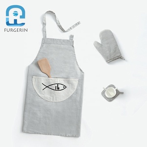 Ensemble de Six pièces de tabliers de cuisine pour femmes, gantelets de cuisson avec écharpe, accessoires de cuisine, en <span class=keywords><strong>lin</strong></span>, longues manches - Product Image 2