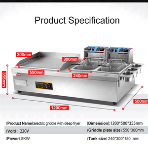 Attrezzatura Professionale da Cucina Piastra Elettrica Multifunzione con Friggitrice Profonda ASQ 880 - Product Image 3