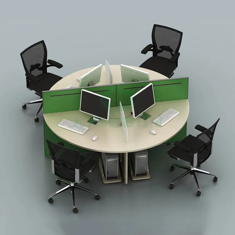 Mesa de escritório circular, design de mesa de computador de escritório de estação de trabalho