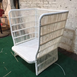 تصميم فريد من نوعه في الهواء الطلق الأسود والأبيض جولة الروطان الخوص حديقة الأثاث أريكة - Product Image 6