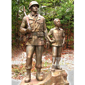 Décoration de jardin d'extérieur, sculpture en laiton grandeur nature, statue de soldat en bronze - Product Image 2