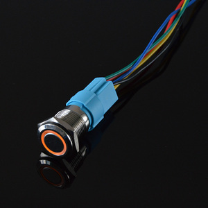 Interrupteur à bouton-poussoir métallique étanche 16 mm, à verrouillage momentané, 1NO 1NC, avec anneau et lumière LED, large tension 9-24V 12V 110V 220V - Product Image 3