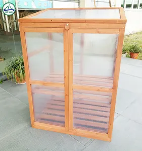 Kits de meubles d'extérieur pour serre en bois avec grande fenêtre, garde au chaud pour les plantes en hiver, serre à cadre froid en bois