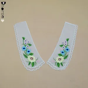 女人可拆卸领口花式刺绣透明硬纱花边领领贴花 DHDC2141